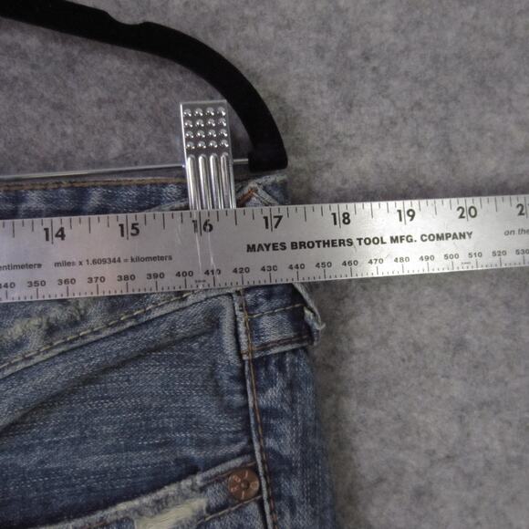 True Religion Jeans Mens 31 Blue Joey Distressed Flare Bootcut Made in USA - Picture 6 of 12